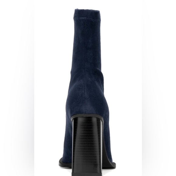 Beautifully made Ankle Boot, 4” heel, faux suede, metallic accents at the toe. - Picture 6 of 13